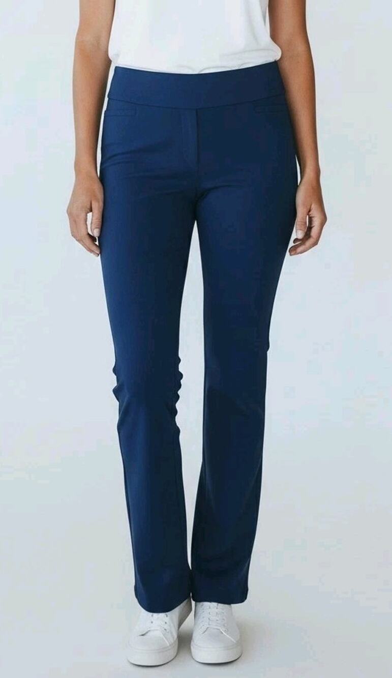Apt. 9 Womens Size 8 Cotton Blend Dark Wash Blue Pull On Slim Fit Career Pants